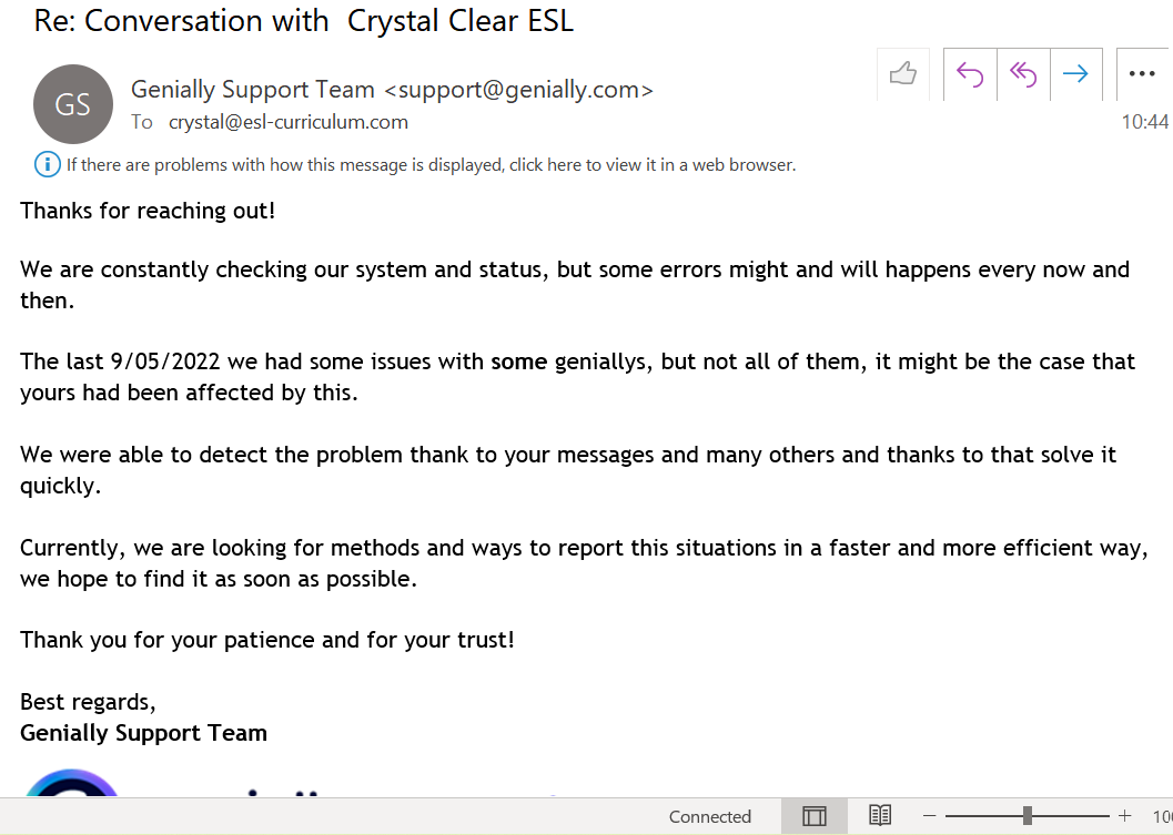 Genially Sends Apologies, kind of – Crystal Clear ESL